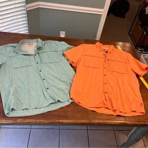 2 Coleman men’s button down fishing shirt Orange mint Green size XL
